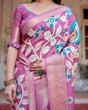 Load image into Gallery viewer, Blush Pink Tussar Silk Saree with Elegant Peacock and Floral Kalamkari Design DIGITAL PRINT