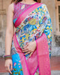 Load image into Gallery viewer, Vibrant Multicolor Digital Printed Tussar Silk Saree with Pink Zari Border DIGITAL PRINT