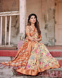 Load image into Gallery viewer, Golden Beige Tussar Silk Saree with Floral Paradise Print and Ornate Zari Border DIGITAL PRINT