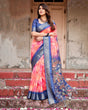 Load image into Gallery viewer, Pink and Blue Digital Printed Saree with Peacock Motif and Tassel Detail DIGITAL PRINT