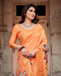 Load image into Gallery viewer, Sunset Orange Tussar Silk Saree with Royal Procession Pallu and Zari Border DIGITAL PRINT