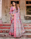 Graceful Grey Tussar Silk Saree with Pink Zari Border and Intricate Floral Motifs DIGITAL PRINT