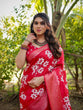 Load image into Gallery viewer, Graceful Red Tussar Silk Saree with White Floral Design and Zari Border DIGITAL PRINT