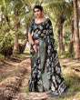 Load image into Gallery viewer, Elegant Black Tussar Silk Saree with Zari Embellished Border and Bold Floral Pallu DIGITAL PRINT