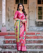 Load image into Gallery viewer, Magenta Tussar Silk Saree with Artistic Peacock &amp; Floral Kalamkari Design DIGITAL PRINT