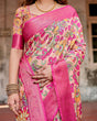 Load image into Gallery viewer, Peach and Fuchsia Floral Digital Print Tussar Silk Saree with Zari Border and Paisley Pallu DIGITAL PRINT