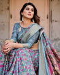 Load image into Gallery viewer, Sky Blue Tussar Silk Saree with Floral Weaves and Ornamental Pallu Design DIGITAL PRINT