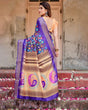 Load image into Gallery viewer, Royal Purple Tussar Silk Saree with Vibrant Floral Print and Peacock Motif Pallu DIGITAL PRINT