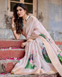 Load image into Gallery viewer, Soft Pastel Pink Tussar Silk Saree with Hand-Painted Peacock and Floral Motifs DIGITAL PRINT