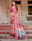 Maroon Tussar Silk Saree with Vibrant Geometric Tile Print and Zari Paisley Border DIGITAL PRINT
