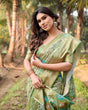Load image into Gallery viewer, Elegant Light Green Tussar Silk Saree with Zari Motif Border and Contemporary Checkered Pallu Design DIGITAL PRINT