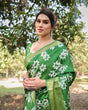 Load image into Gallery viewer, Enchanting Green Tussar Silk Saree with White Floral Prints and Zari Border DIGITAL PRINT