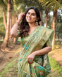 Load image into Gallery viewer, Elegant Light Green Tussar Silk Saree with Zari Motif Border and Contemporary Checkered Pallu Design DIGITAL PRINT