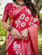 Load image into Gallery viewer, Graceful Red Tussar Silk Saree with White Floral Design and Zari Border DIGITAL PRINT