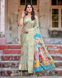 Load image into Gallery viewer, Pastel Green Tussar Silk Saree with Mythological Kalamkari Pallu and Zari Border DIGITAL PRINT