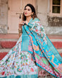 Load image into Gallery viewer, Sky Blue Tussar Silk Saree with Multicolor Floral Design and Zari Paisley Border DIGITAL PRINT