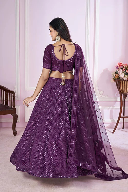 Stunning Purple Georgette Lehenga Choli with Dupatta Clothsvilla