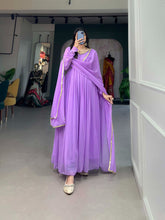 Load image into Gallery viewer, Purple Alia Style Georgette Gown with Sequins Embroidery Lace ClothsVilla
