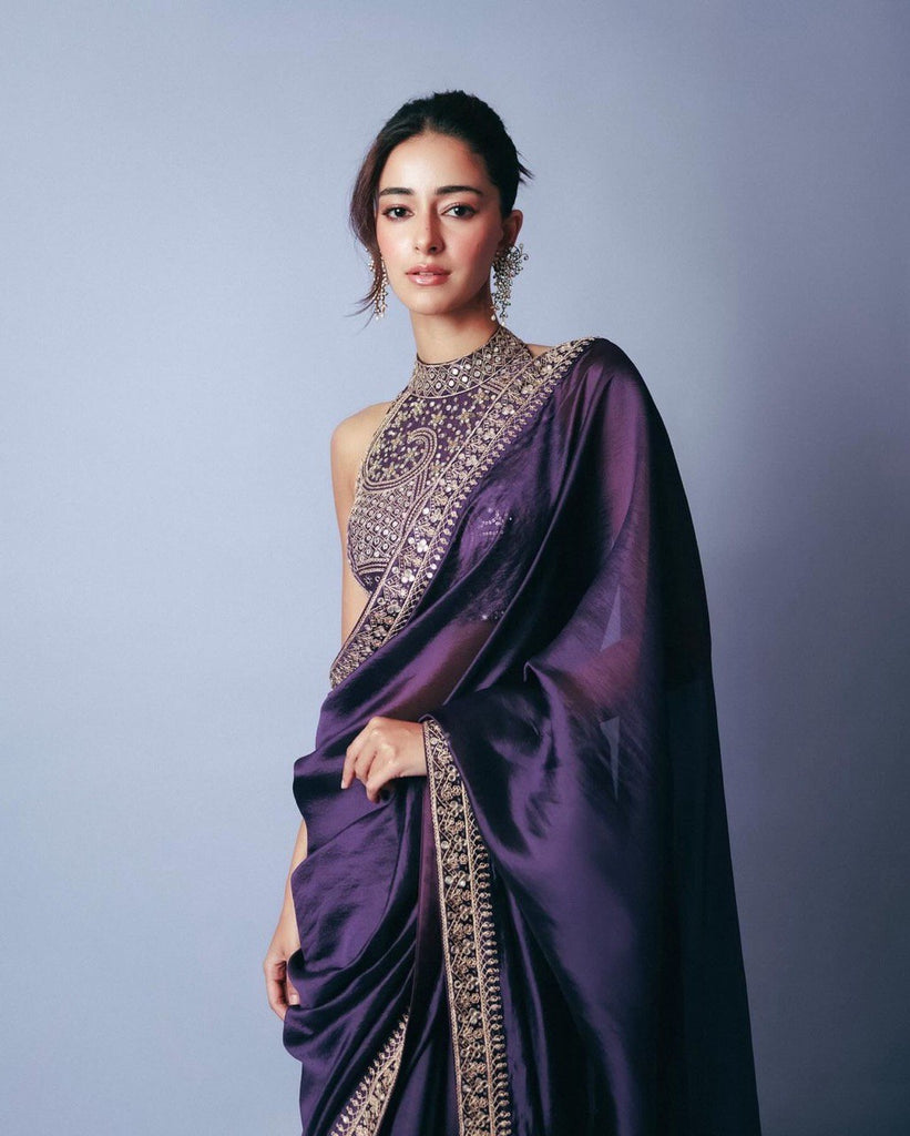 Purple Ananya Saree – A Glamorous Fusion of Elegance & Modern Trend ClothsVilla