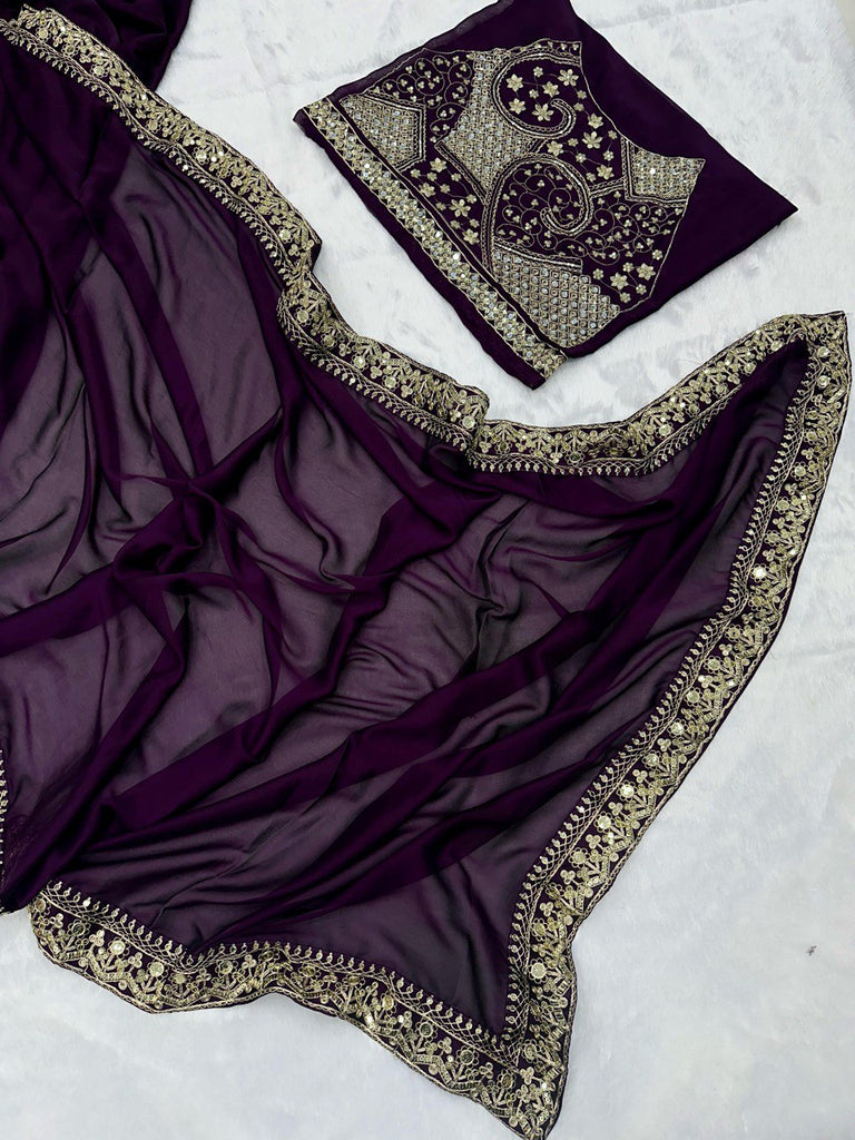 Purple Ananya Saree – A Glamorous Fusion of Elegance & Modern Trend ClothsVilla