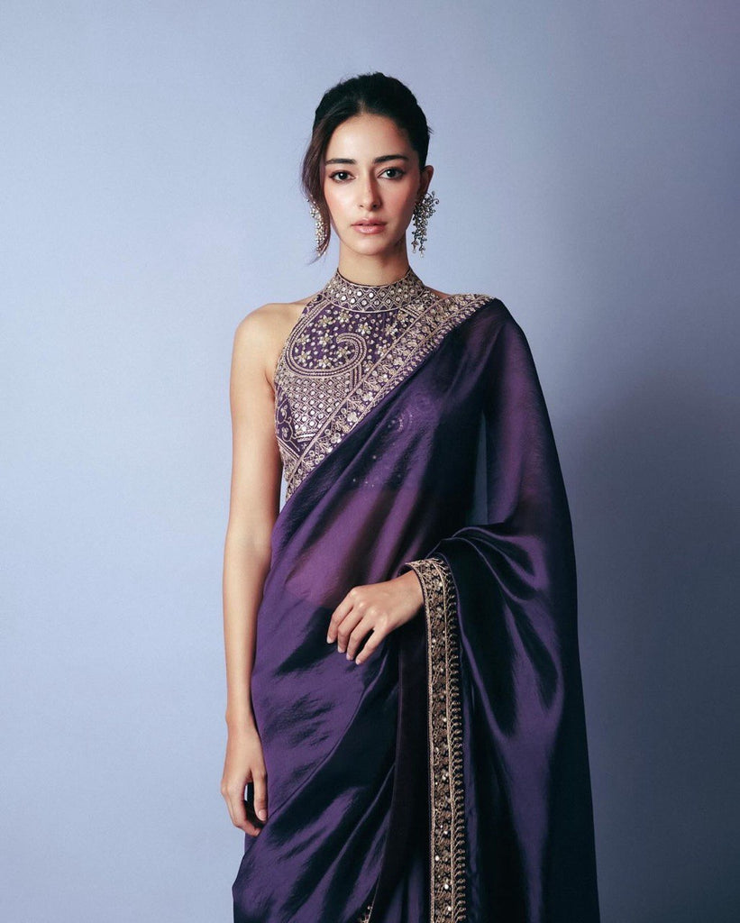 Purple Ananya Saree – A Glamorous Fusion of Elegance & Modern Trend ClothsVilla