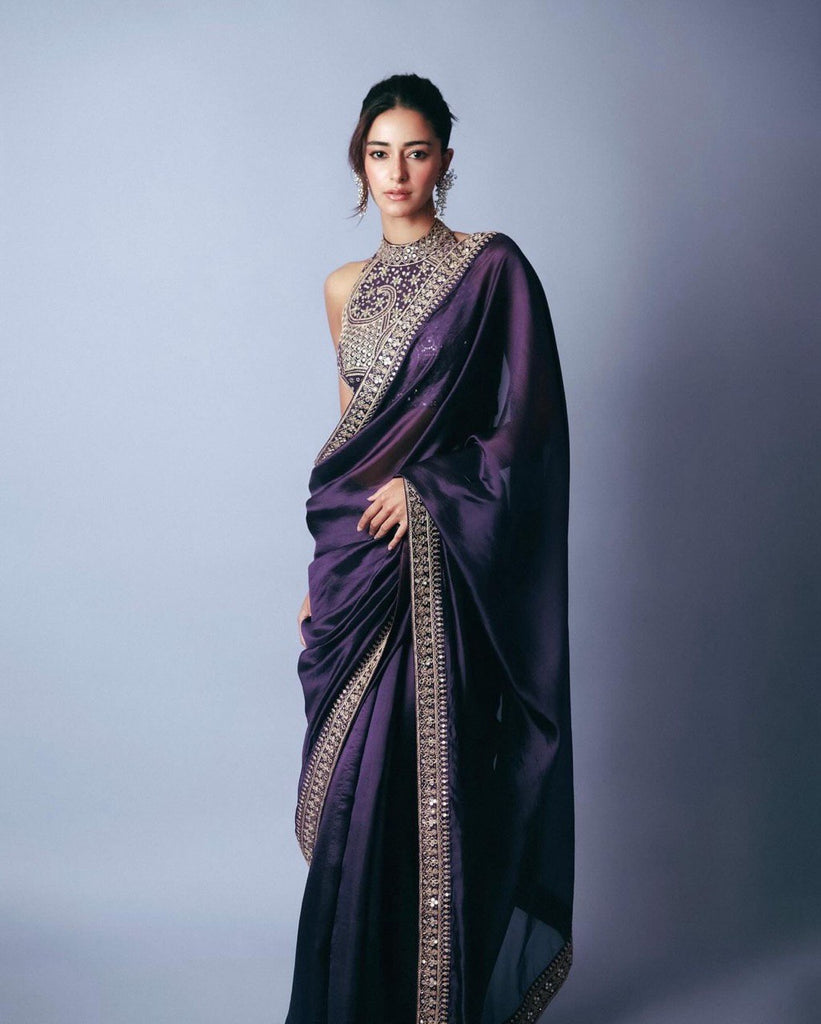 Purple Ananya Saree – A Glamorous Fusion of Elegance & Modern Trend ClothsVilla