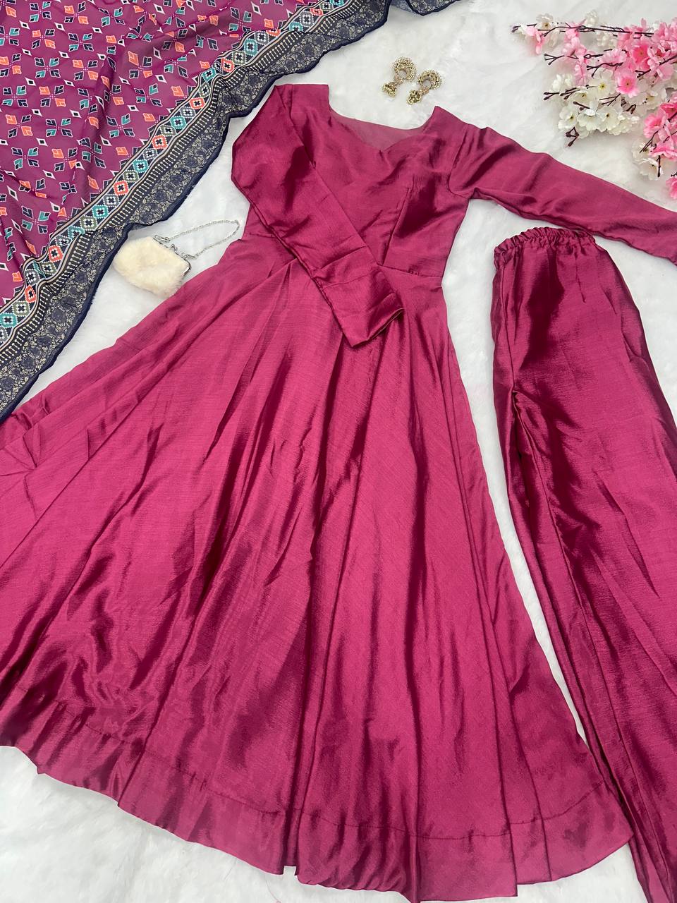 Purple Anarkali Set - Flame of Elegance Clothsvilla