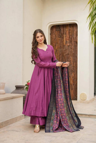 Purple Anarkali Set - Flame of Elegance Clothsvilla