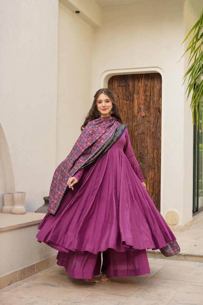 Purple Anarkali Set - Flame of Elegance Clothsvilla