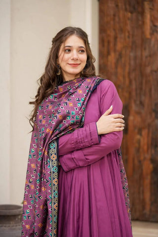 Purple Anarkali Set - Flame of Elegance Clothsvilla