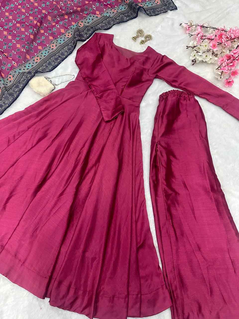 Purple Anarkali Set - Flame of Elegance Clothsvilla