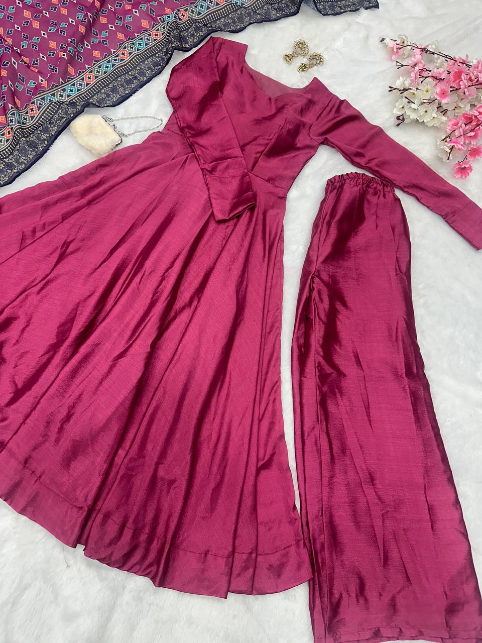 Purple Anarkali Set - Flame of Elegance Clothsvilla