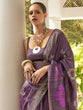 Load image into Gallery viewer, Purple Banarasi Silk Blend Saree with Unstitched Blouse Piece ClothsVilla
