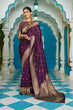 Load image into Gallery viewer, Purple Banarasi Silk Saree With Smashing Blouse Piece ClothsVilla