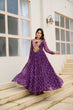 Load image into Gallery viewer, Purple Bandhani Print Faux Georgette Gown with Kutchi Patchwork ClothsVilla