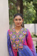 Load image into Gallery viewer, Purple Bandhani Print Faux Georgette Kurti with Kutchi Patchwork ClothsVilla