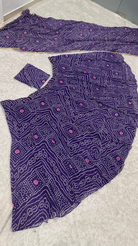 Purple Bandhani Print Faux Georgette Lehenga Choli Set with Dupatta –Navratri Special Festive Wear ClothsVilla