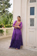 Load image into Gallery viewer, Purple Bandhani Print &amp; Kutchi Gamthi Patchwork Top with Matching Bottom Set ClothsVilla