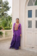 Load image into Gallery viewer, Purple Bandhani Print &amp; Kutchi Gamthi Patchwork Top with Matching Bottom Set ClothsVilla