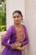 Load image into Gallery viewer, Purple Bandhani Print &amp; Kutchi Gamthi Patchwork Top with Matching Bottom Set ClothsVilla