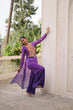 Load image into Gallery viewer, Purple Bandhani Print &amp; Kutchi Gamthi Patchwork Top with Matching Bottom Set ClothsVilla