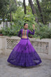 Load image into Gallery viewer, Purple Bandhani Print Lehenga with Kutchi Gamthi Patchwork &amp; Matching Blouse ClothsVilla