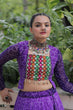 Load image into Gallery viewer, Purple Bandhani Print Lehenga with Kutchi Gamthi Patchwork &amp; Matching Blouse ClothsVilla