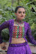 Load image into Gallery viewer, Purple Bandhani Print Lehenga with Kutchi Gamthi Patchwork &amp; Matching Blouse ClothsVilla