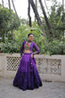 Load image into Gallery viewer, Purple Bandhani Print Lehenga with Kutchi Gamthi Patchwork &amp; Matching Blouse ClothsVilla