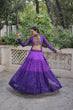 Load image into Gallery viewer, Purple Bandhani Print Lehenga with Kutchi Gamthi Patchwork &amp; Matching Blouse ClothsVilla