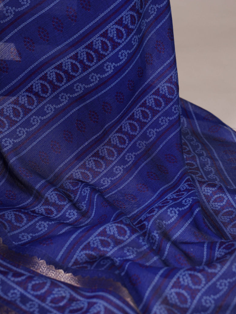 Purple Bandhej Print Chanderi Saree with Zari Weaving Work ClothsVilla