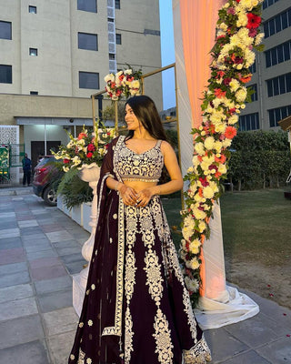 Purple Blooms & Daydreams – Kasturi Silk Embroidered Lehenga Set ClothsVilla