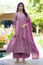 Purple Chinon Embroidered Gown Set ClothsVilla