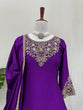 Load image into Gallery viewer, Purple Chinon Silk Lehenga Set with Sequin Work &amp; Lace Border Dupatta  Full-Stitched Traditional Wear ClothsVilla